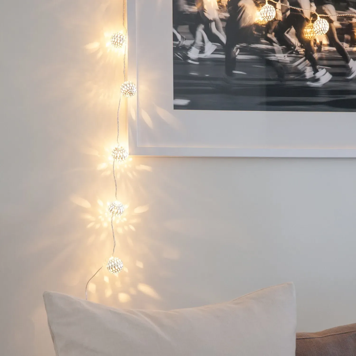 Tangier Moroccan Fairy Lights - Warm White, Silver Metal alternate view