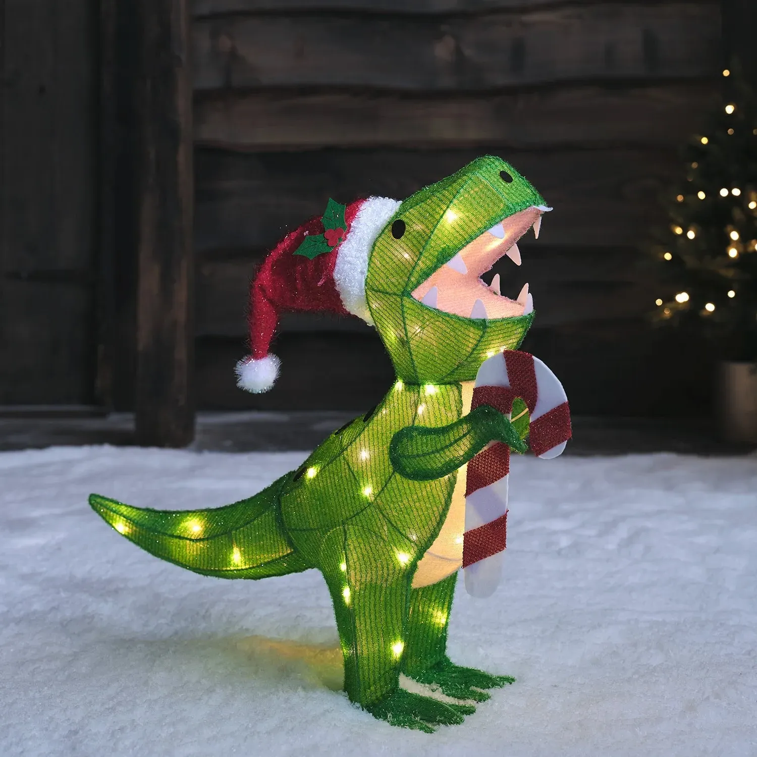 Terrence Christmas T-Rex Pre-Lit 3D Fabric Figure - Warm White product
