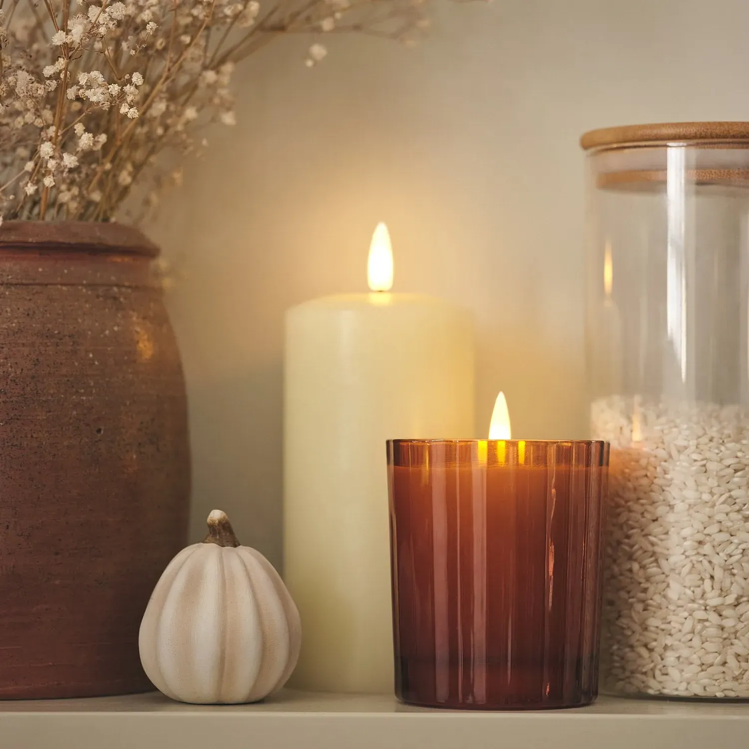 TruGlow Burnt Orange LED Fluted Glass Candle with Remote Control alternate view