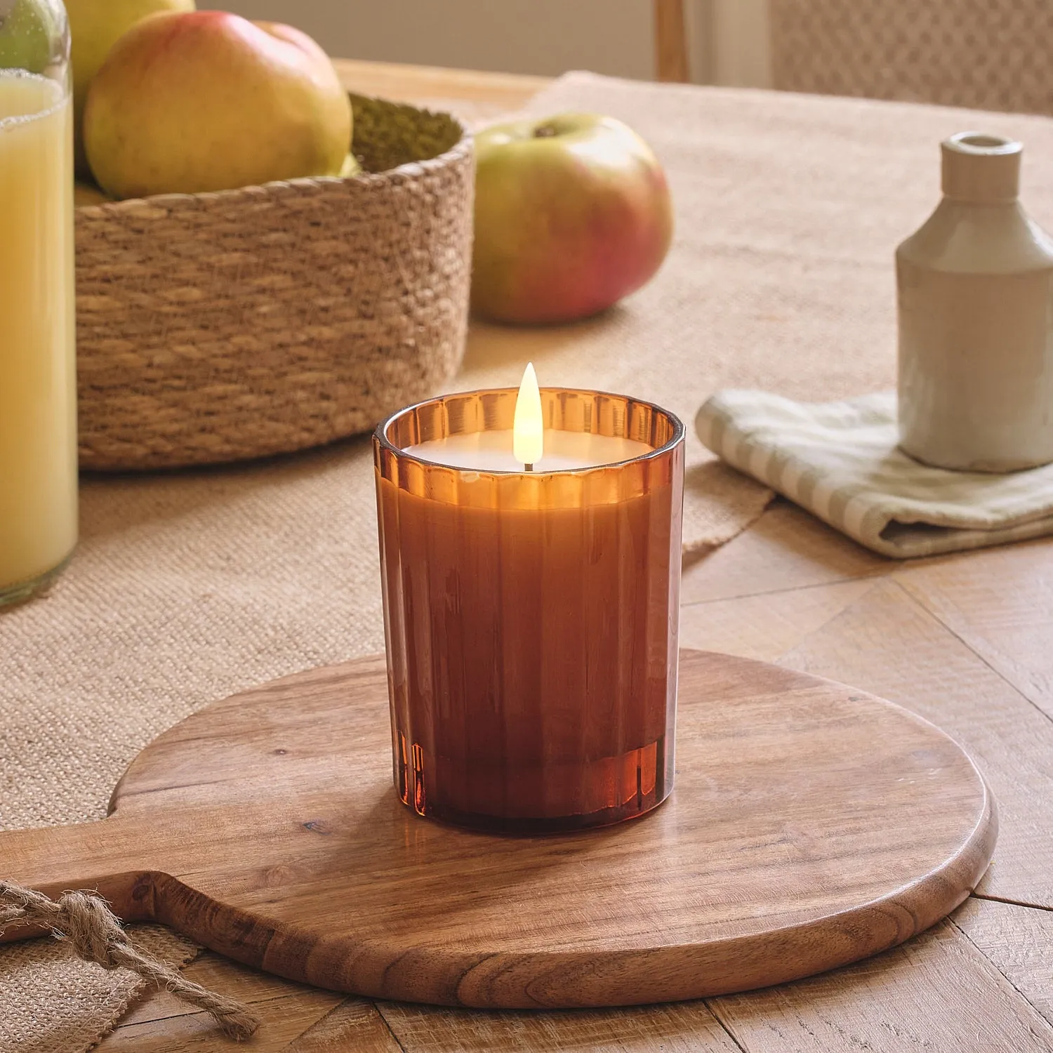 TruGlow Burnt Orange LED Fluted Glass Candle with Remote Control product