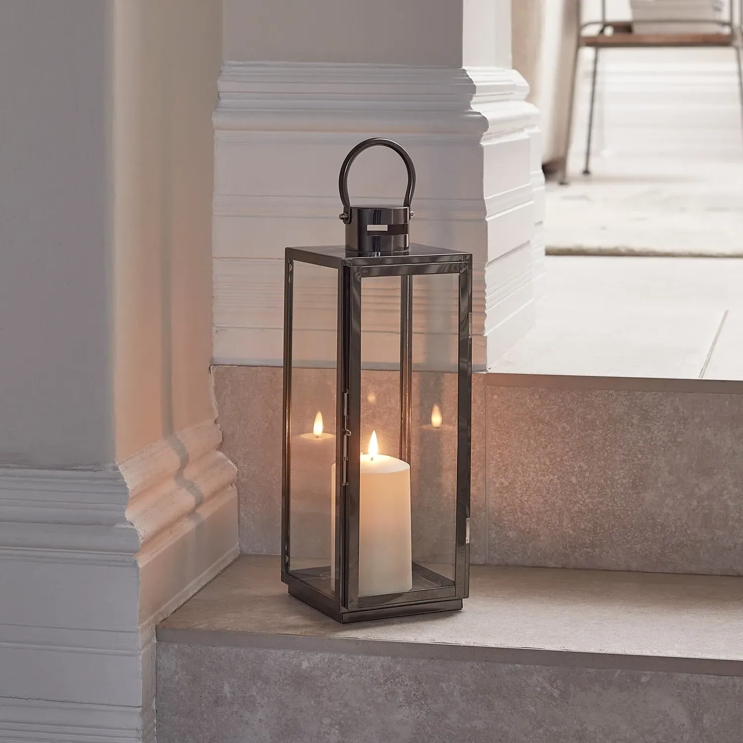 TruGlow® Candle Stainless Steel Lantern - Dark Grey product
