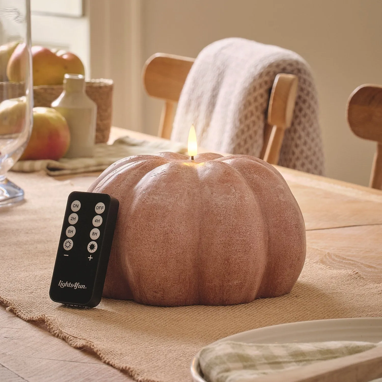 TruGlow Distressed Pumpkin LED Candle with Remote - Orange alternate view
