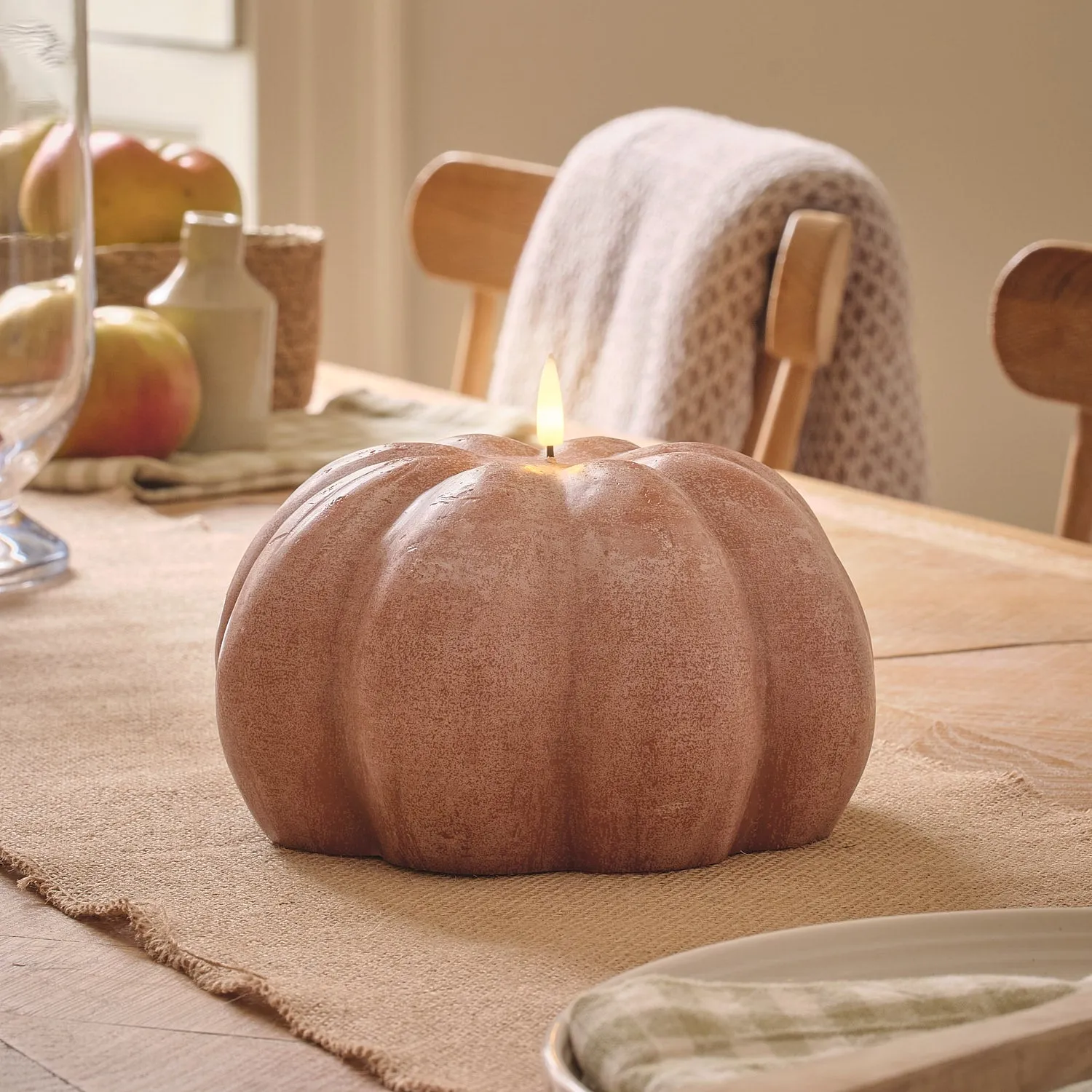 TruGlow Distressed Pumpkin LED Candle with Remote - Orange product