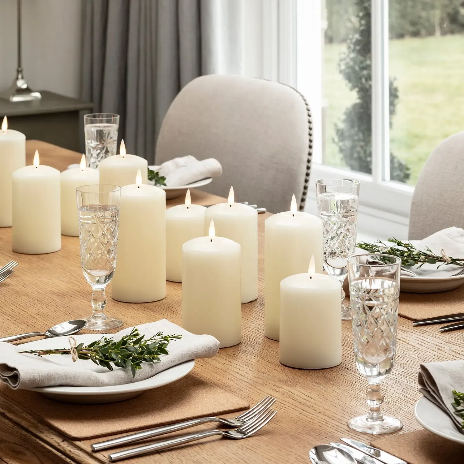 TruGlow Ivory LED Pillar Candle 10cm with Remote - Warm White, Wax alternate view