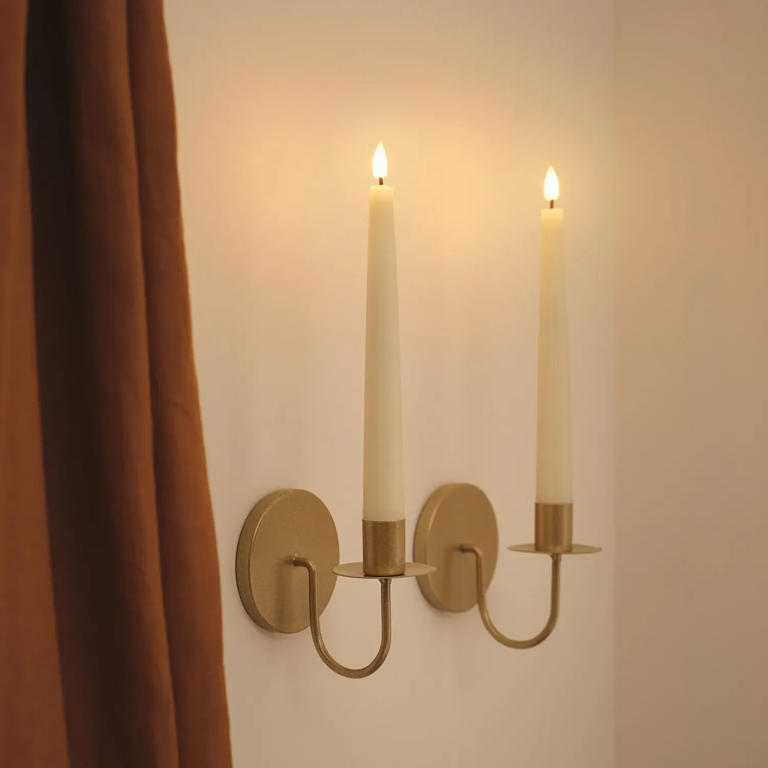 TruGlow® LED Taper Candles with Brass Wall Sconces - Warm White product