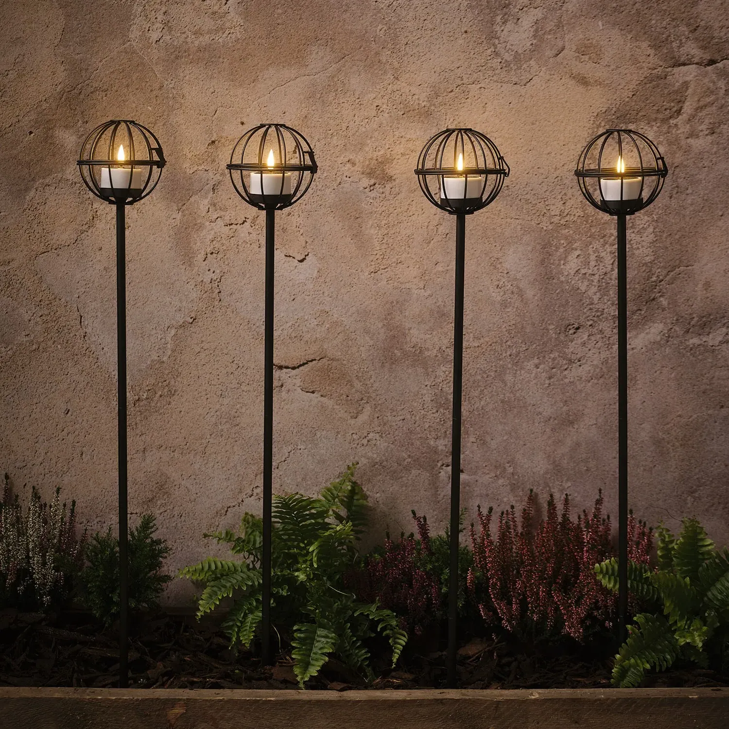 TruGlow Votive Candle Solar Stake Lights Set of 4 - Black, Metal alternate view