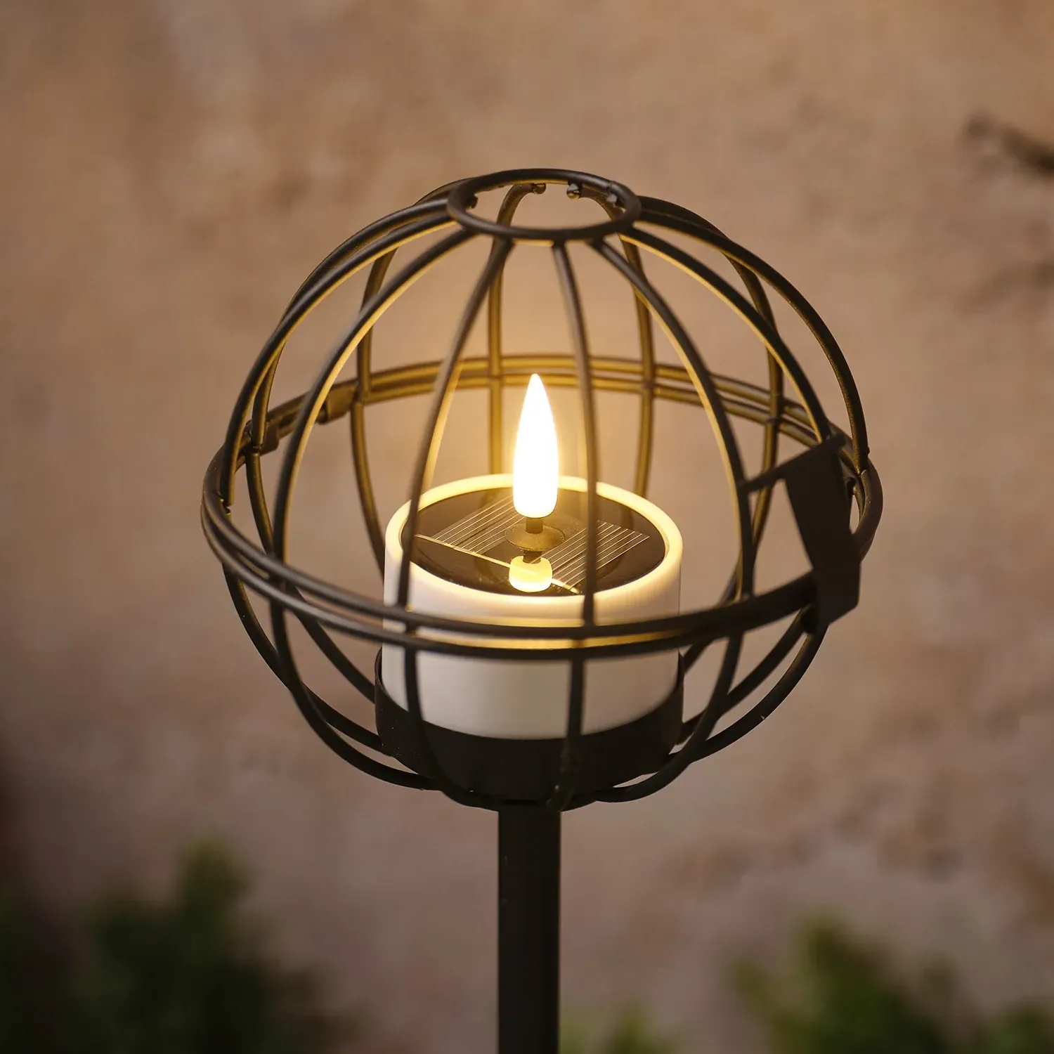 TruGlow Votive Candle Solar Stake Lights Set of 4 - Black, Metal product