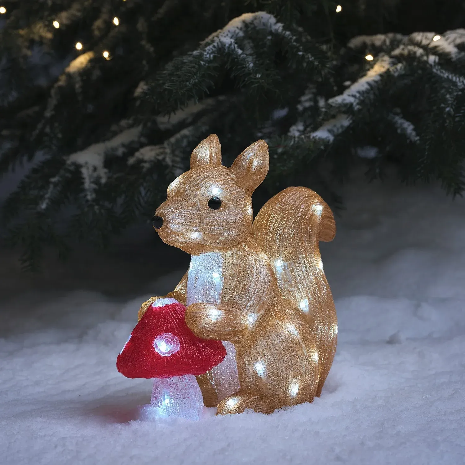 Twiggy Squirrel & Toadstool LED 3D Acrylic Figure - White product