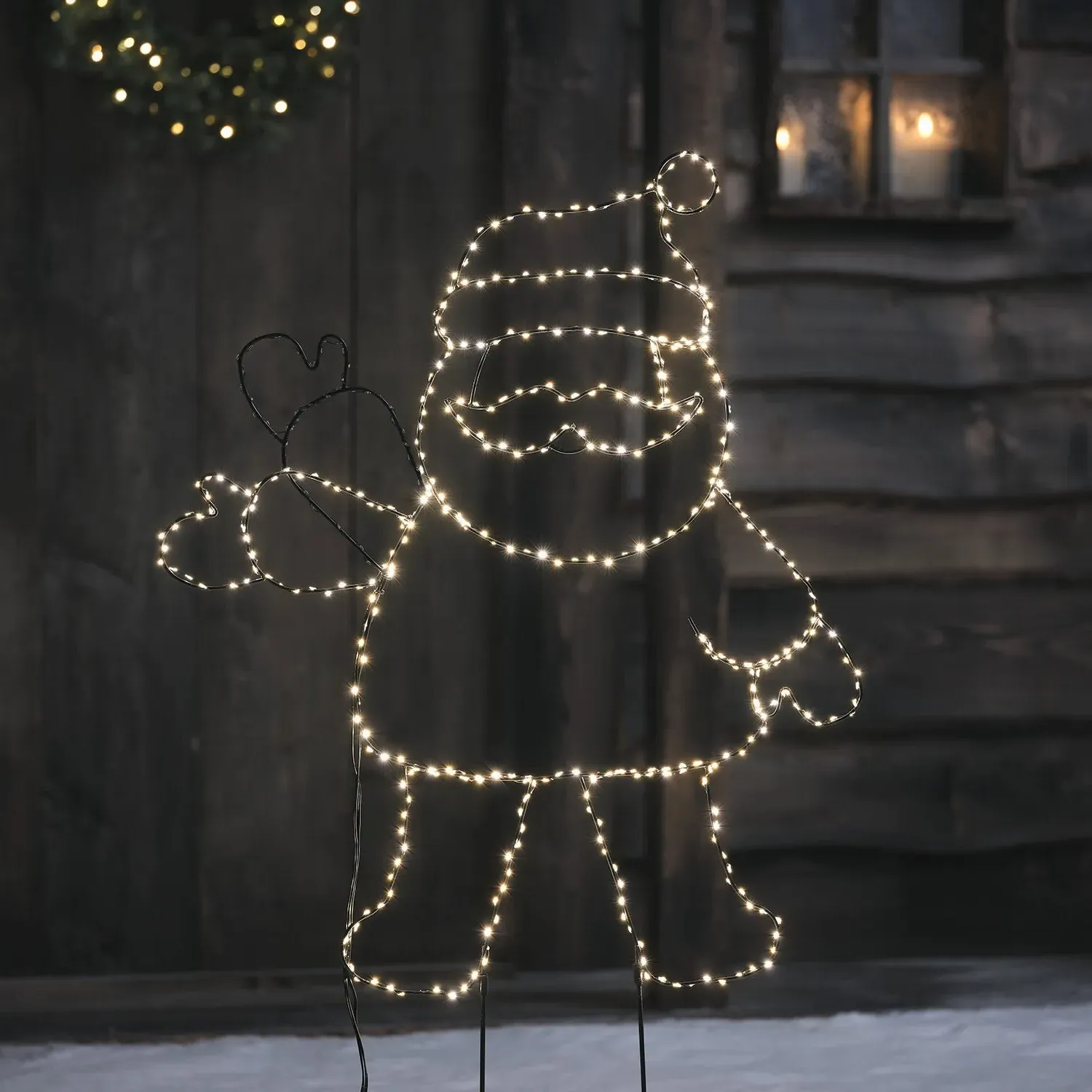Waving Santa Claus Outline LED Stake Light - Warm White product