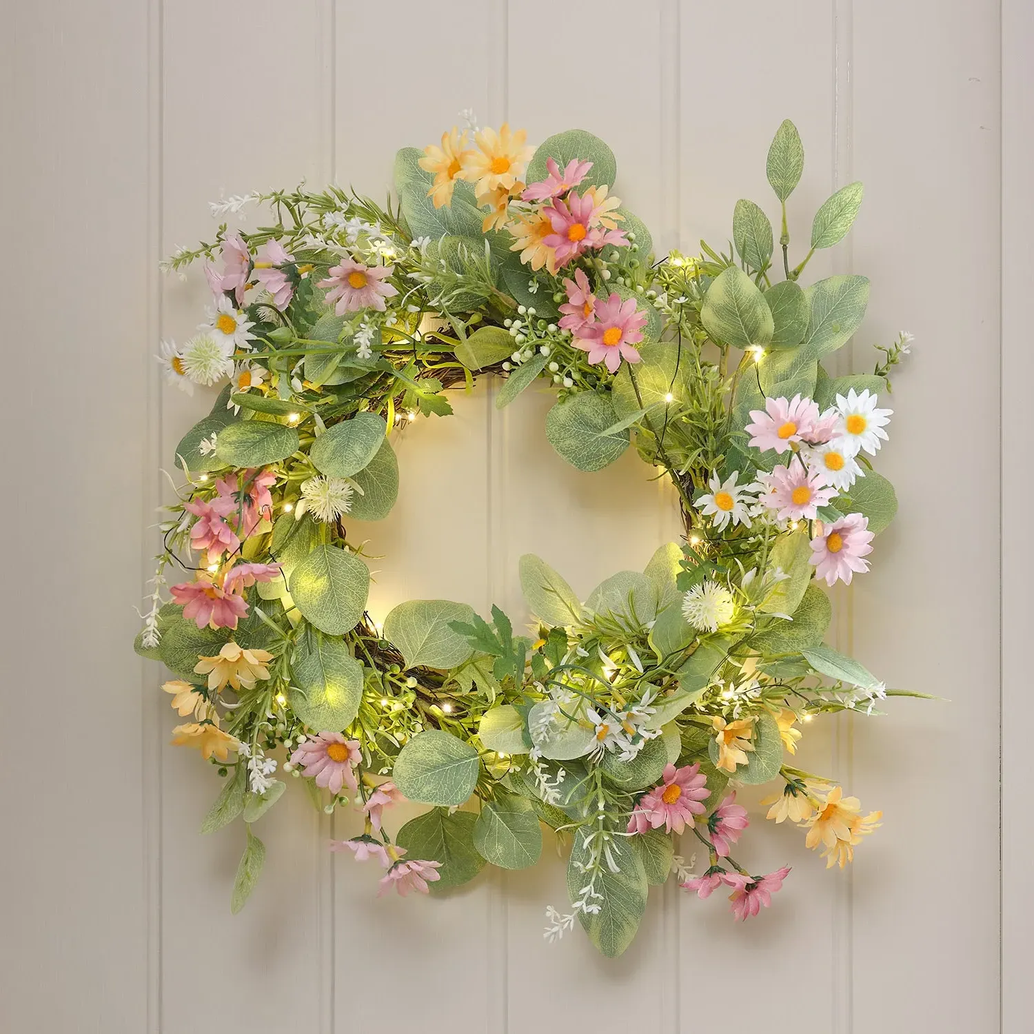 Wilderness Daisy 40cm Pre-Lit Wreath - Warm White product