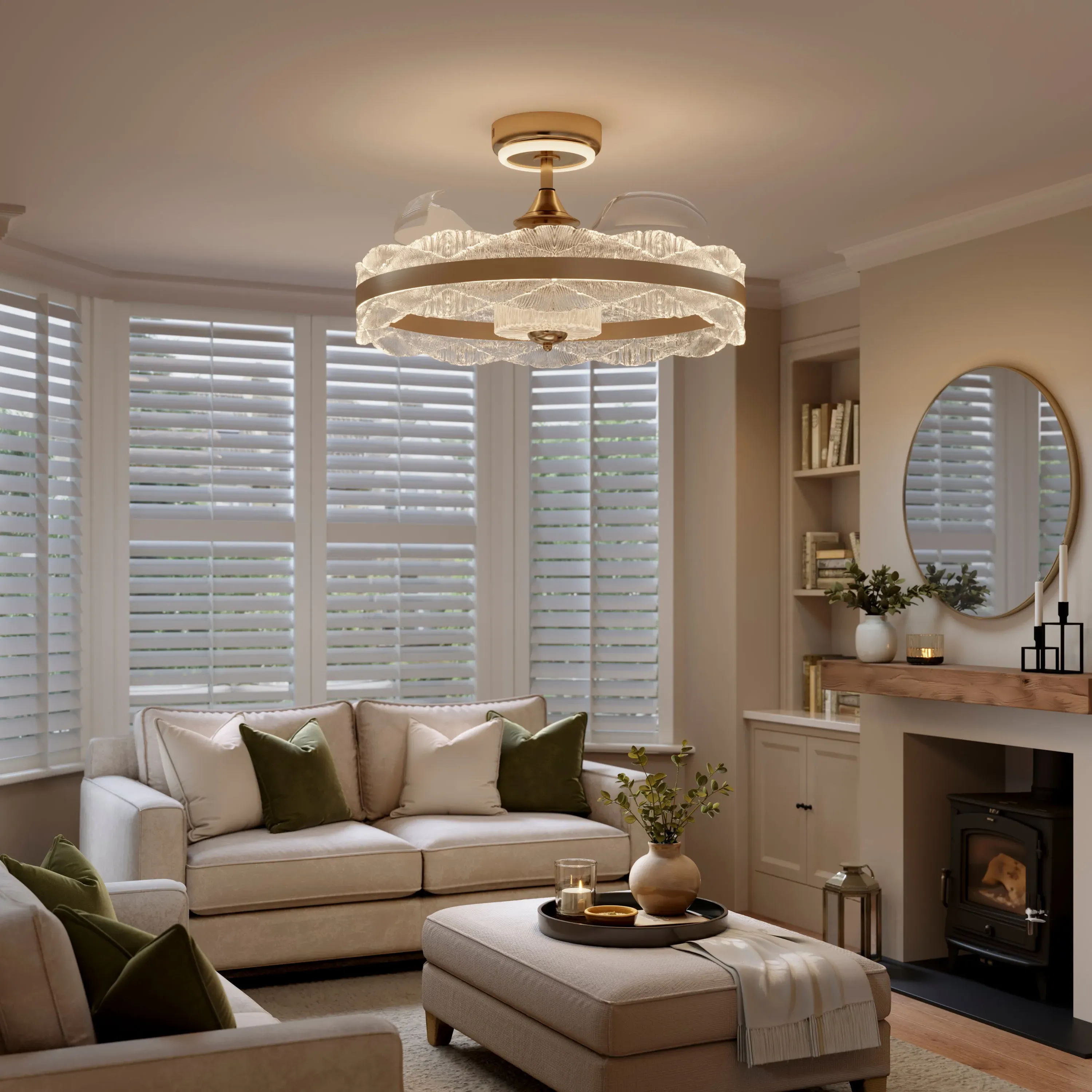 Acrylic Ceiling Fan Light with Remote & Timer - Gold product