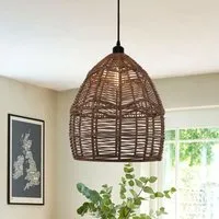Woven Pendant Light with E27 Bulb - Brown, Rattan alternate view