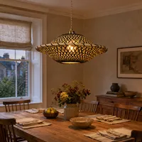 Round Pendant Light with E27 Socket - Brown, Bamboo alternate view