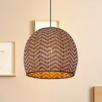 Woven Pendant Light with Wave Details - Natural, Rattan alternate view