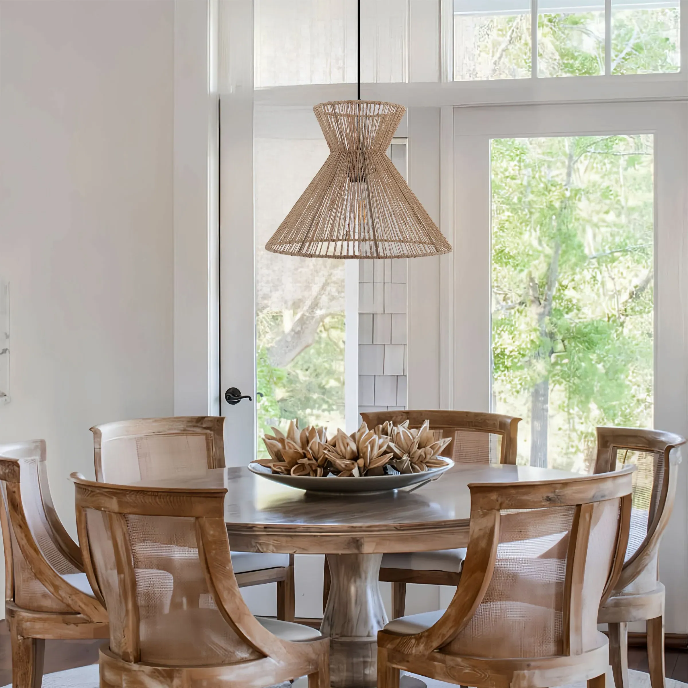 Handwoven Paper Rope Pendant Light - Brown, Iron product