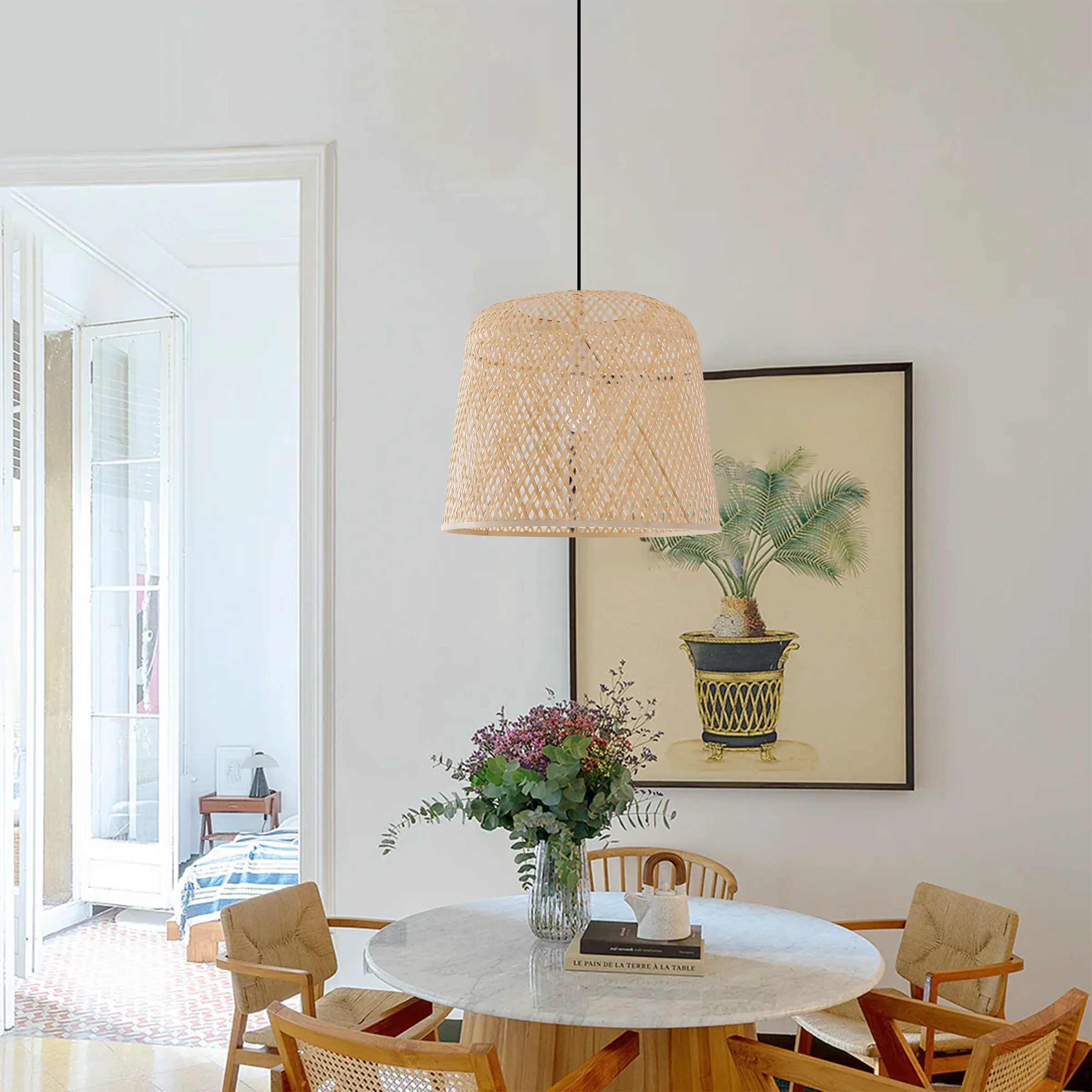 Cella Cylindrical Pendant Ceiling Light - Natural, Bamboo product