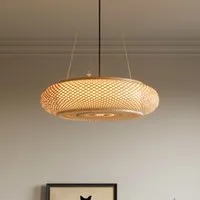 Lutta Woven Pendant Light with E27 Bulb - Natural, Bamboo alternate view