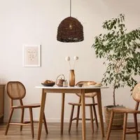 Dome Pendant Light with Woven Design - Brown, Rattan alternate view