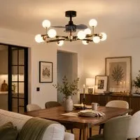 3-Blade Sphere Ceiling Fan Light with Remote - Black, Gold alternate view