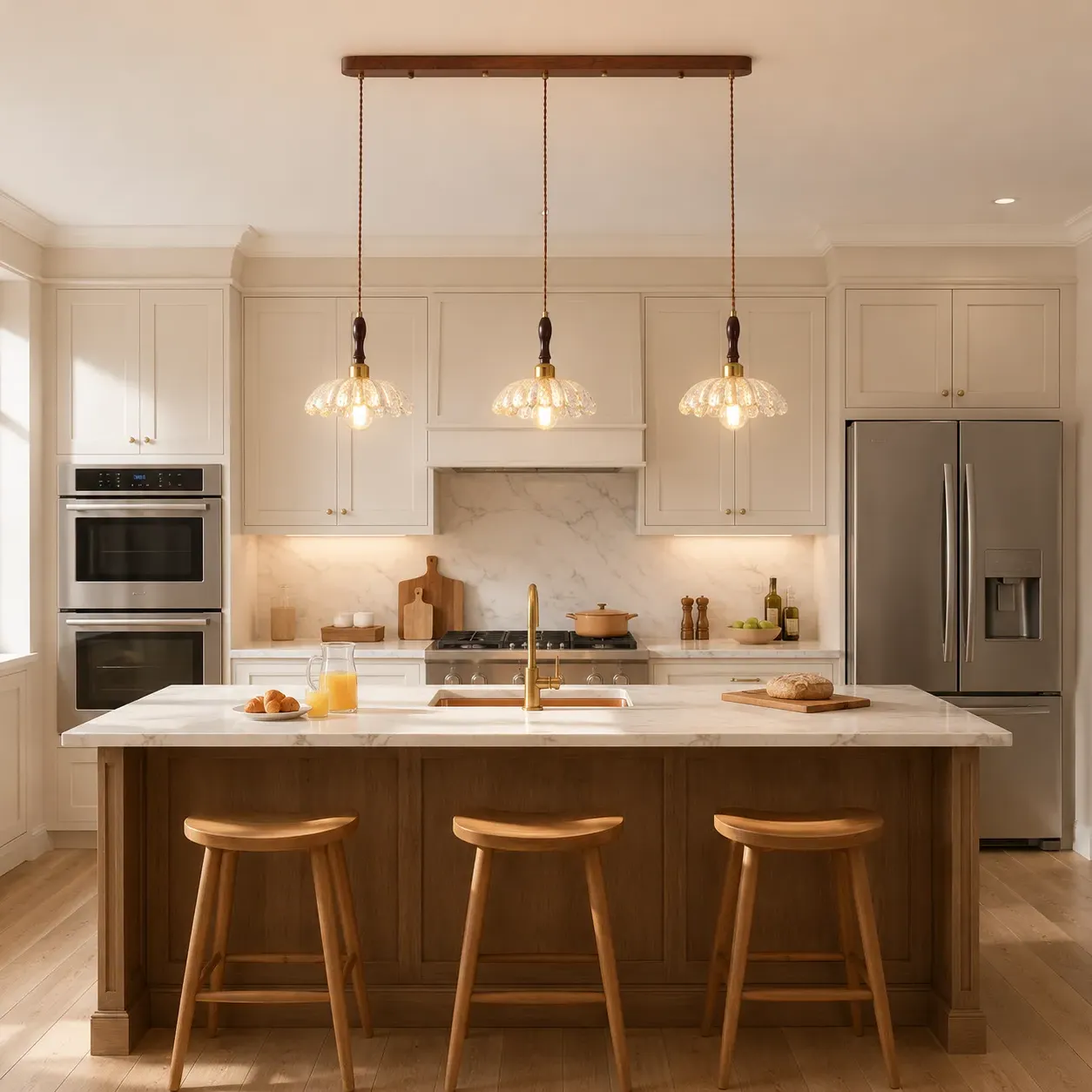 3-Light Adjustable Bar Mini Pendant Light - Walnut, Resin product