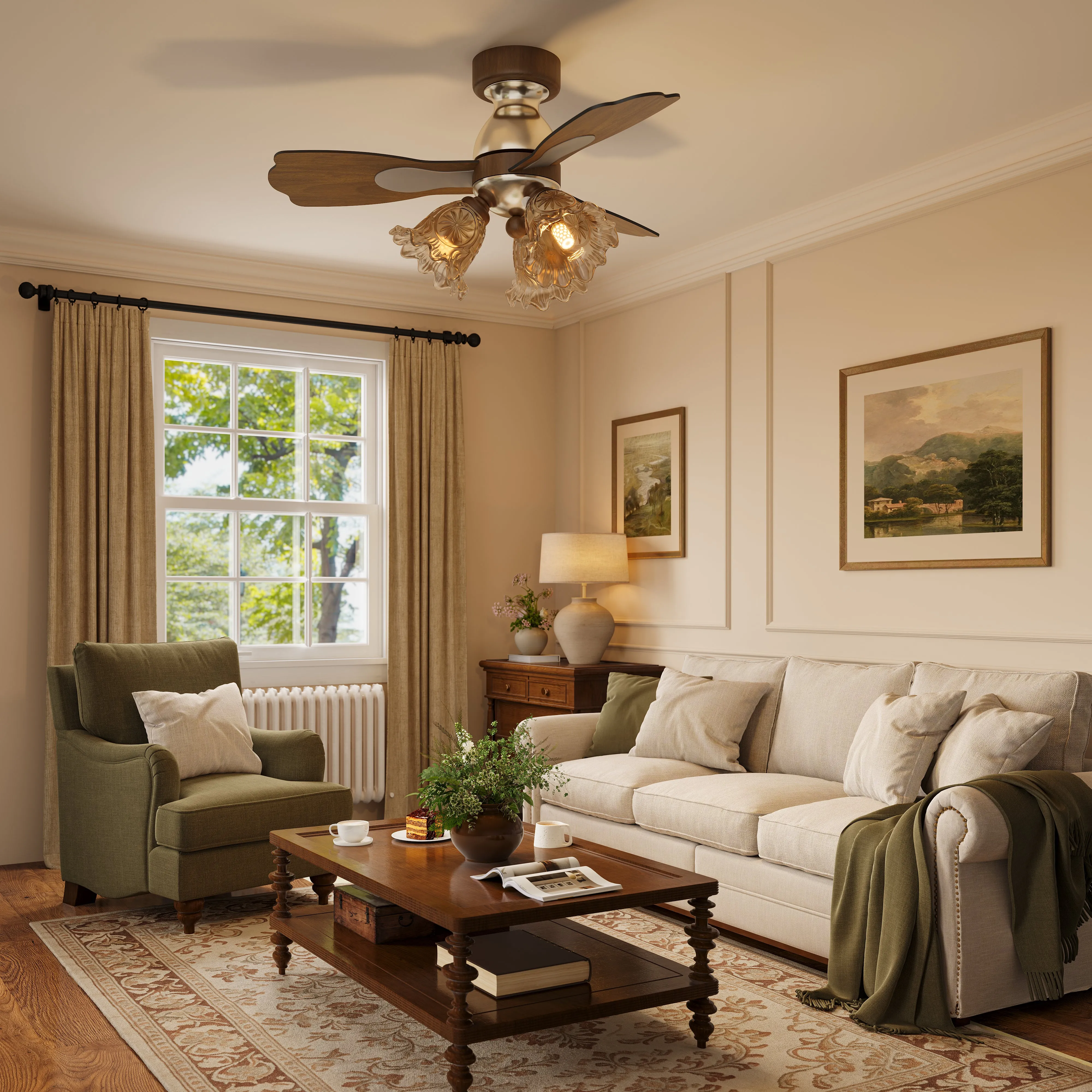 36 Inch Reversible LED Ceiling Fan Light with Remote - Walnut product