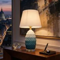 3D Gradient Threaded Ceramic Table Lamp - Blue-Green-White alternate view
