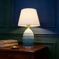 3D Gradient Threaded Ceramic Table Lamp - Blue-Green, Fabric alternate view