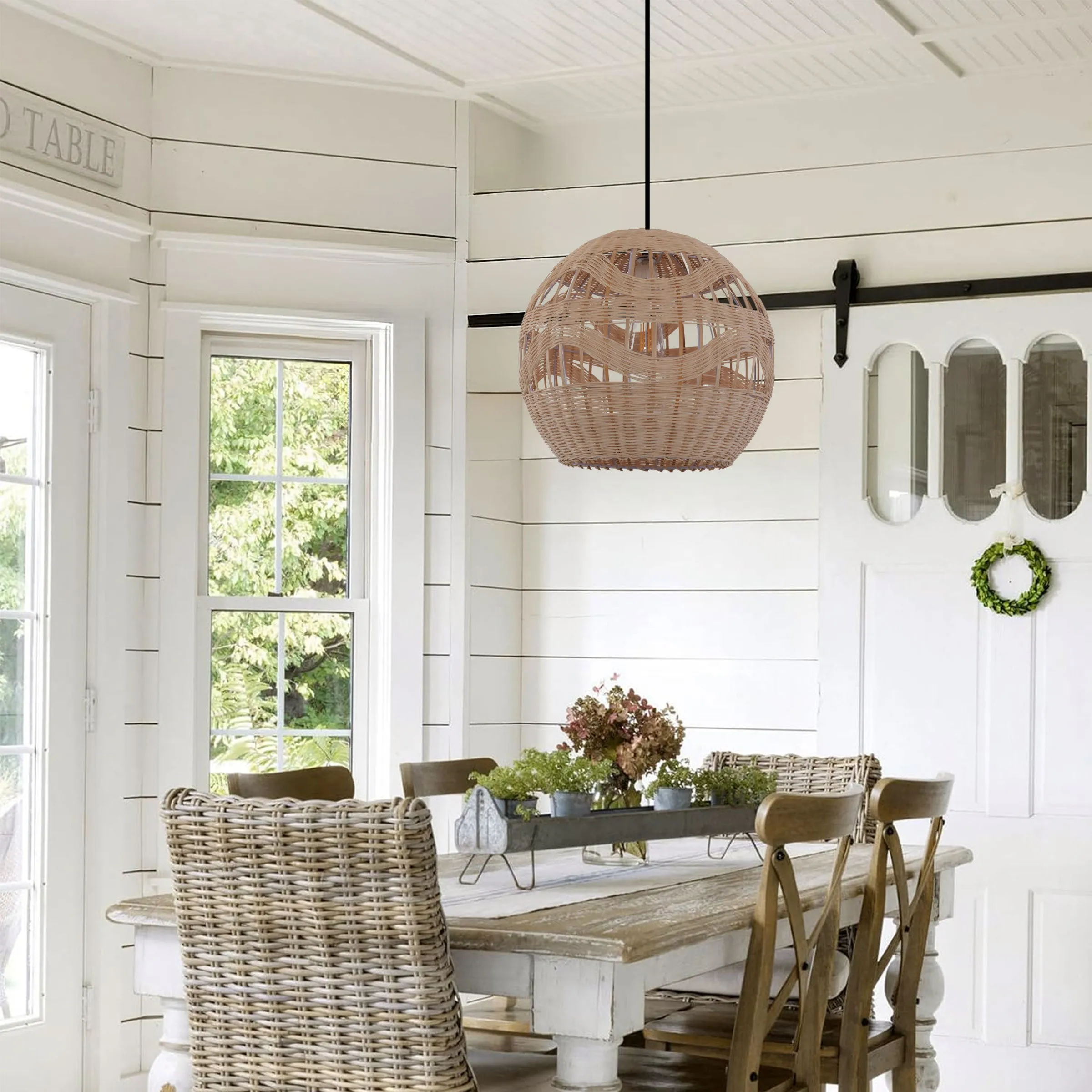 40cm Pendant Light Handwoven - Brown, Rattan image