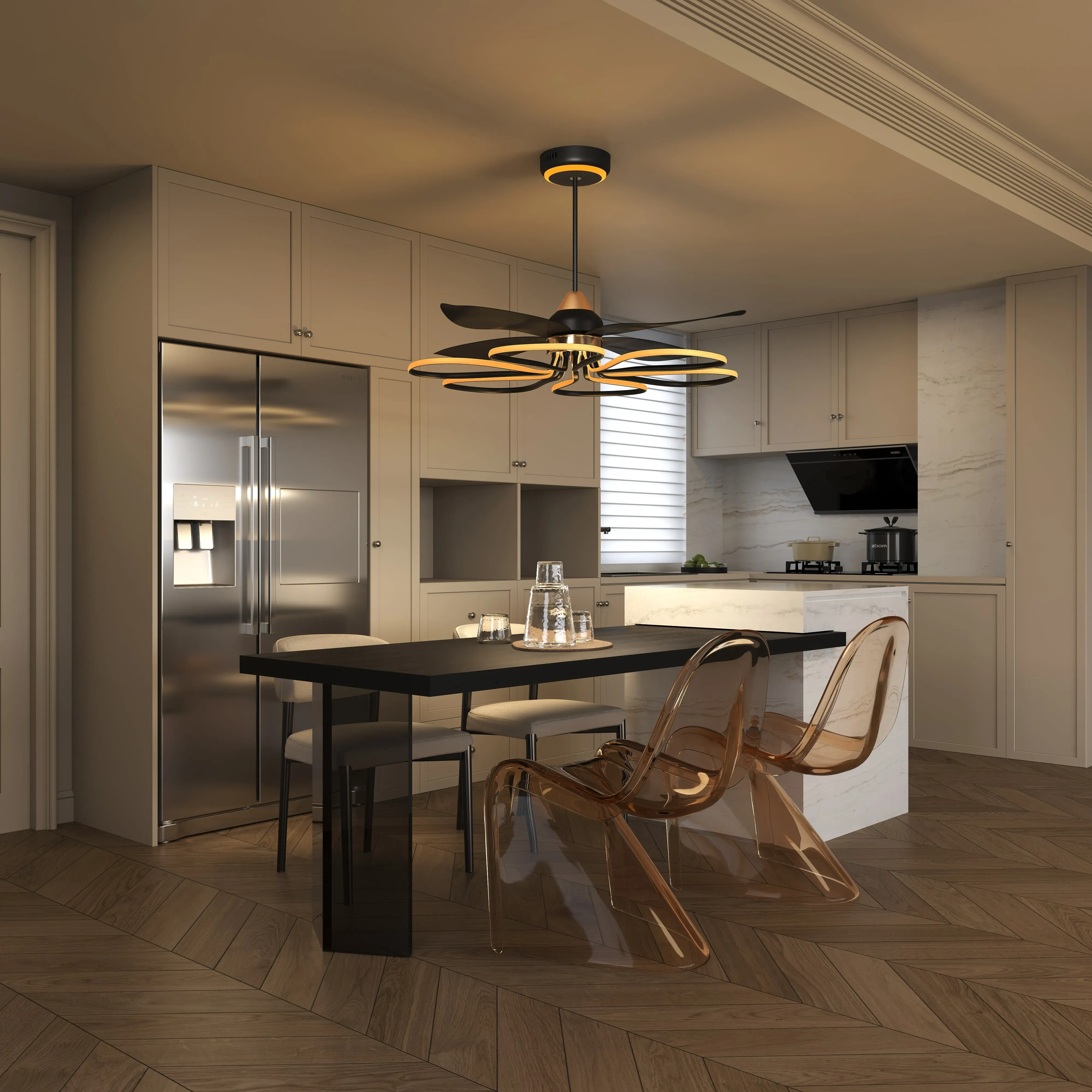 42-Inch Ceiling Fan with Light - Black, Aluminum