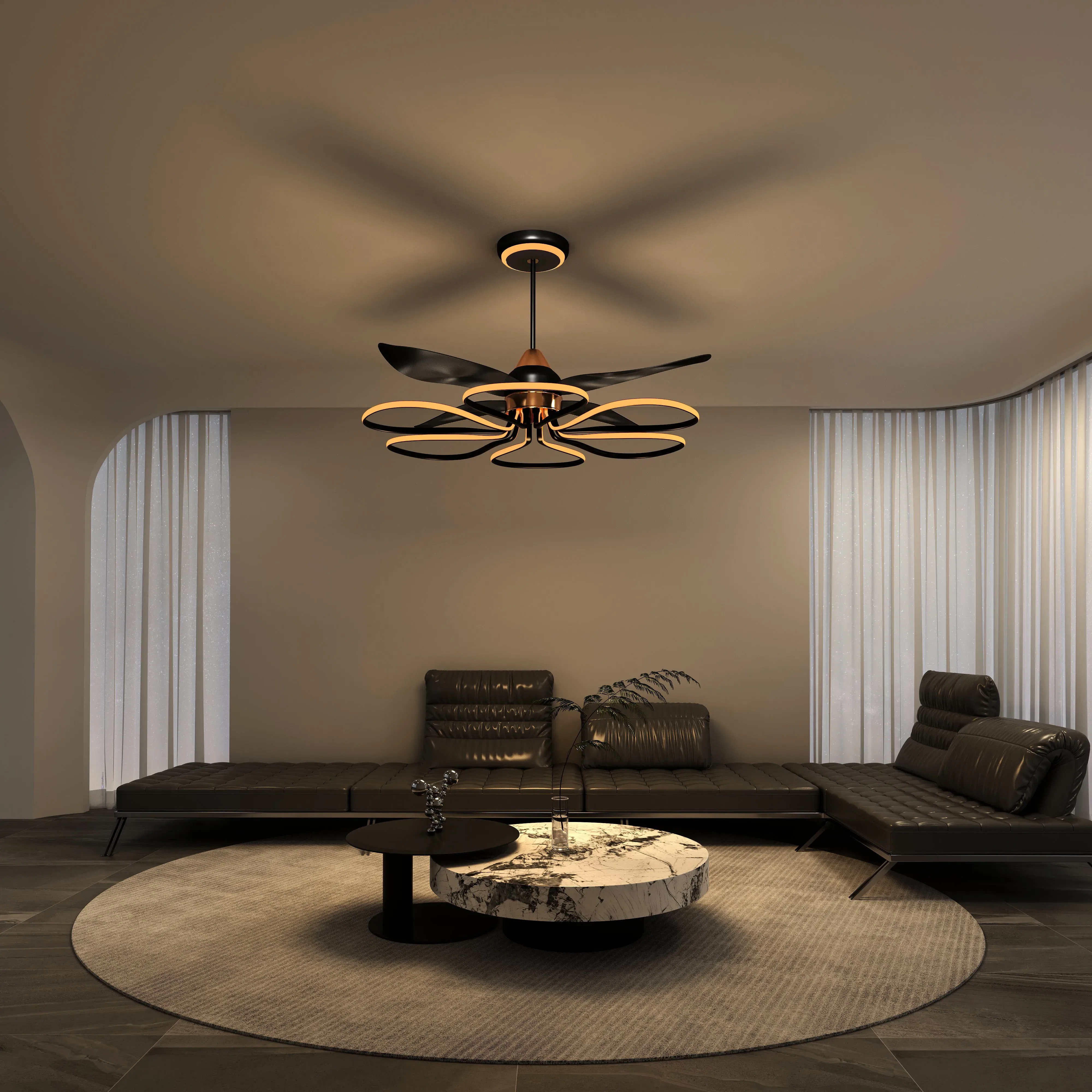42-Inch Ceiling Fan with Light - Black, Aluminum image