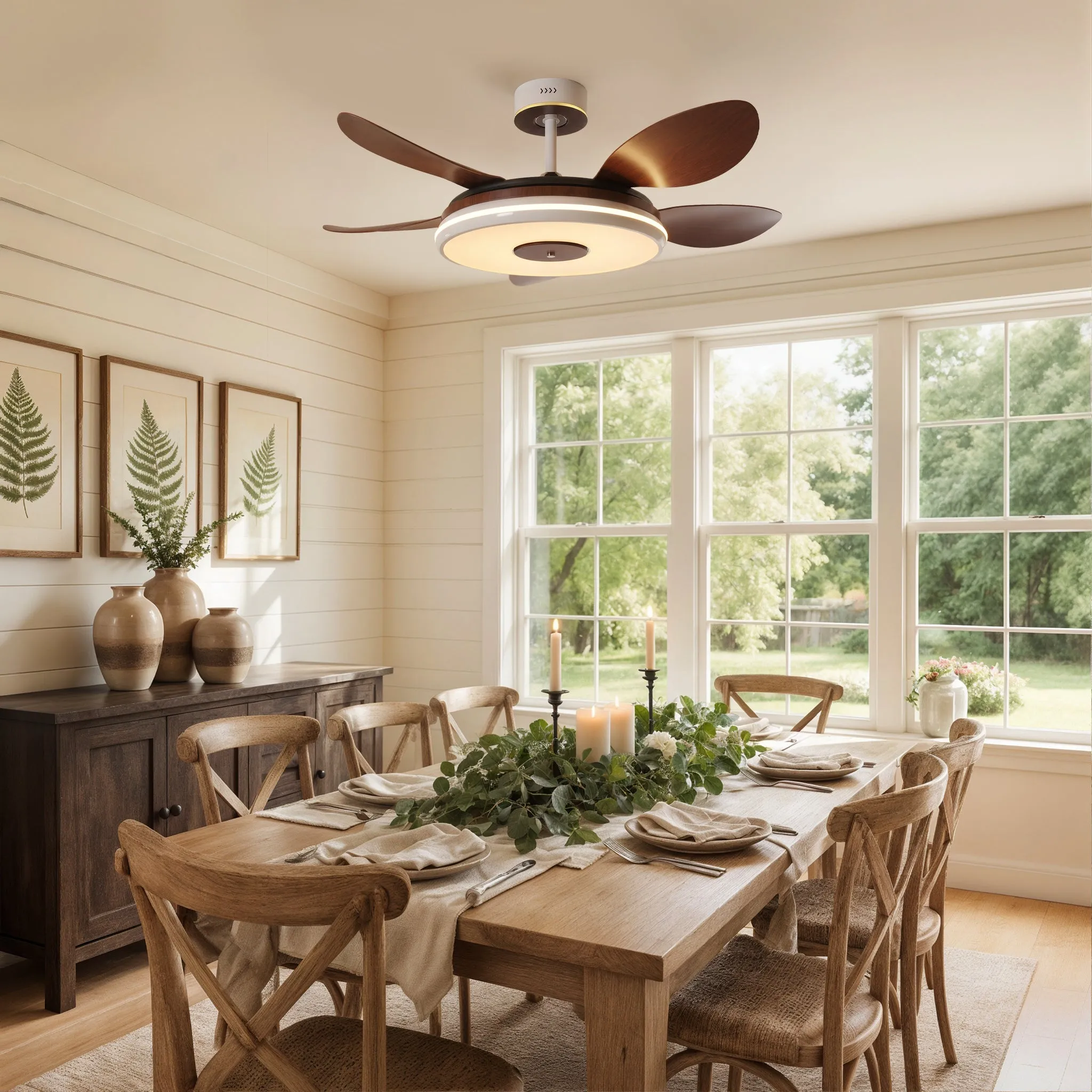 48 Inch Reversible LED Ceiling Fan Light with Remote - Walnut product