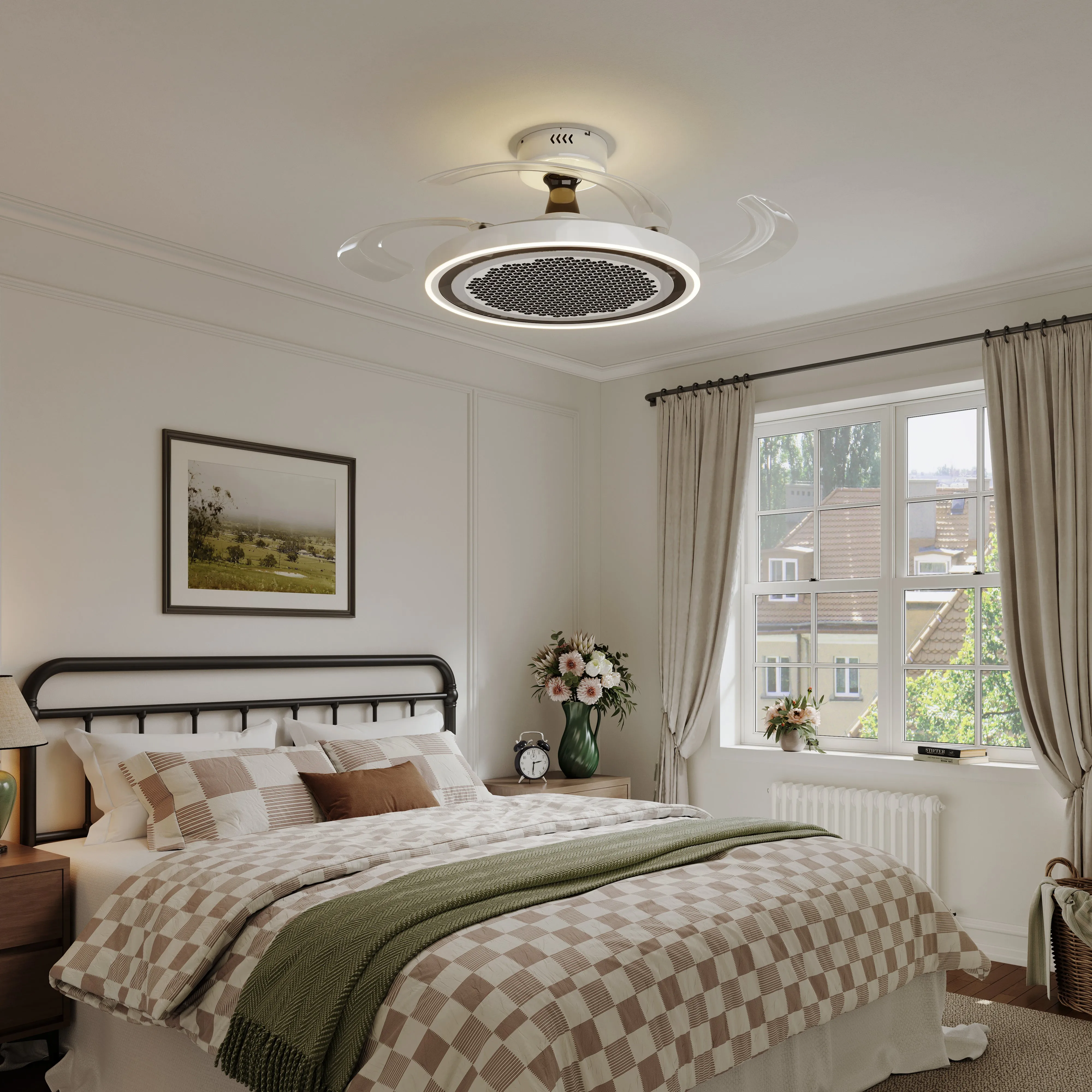 48 Inch Reversible LED Ceiling Fan Light with Remote - White product