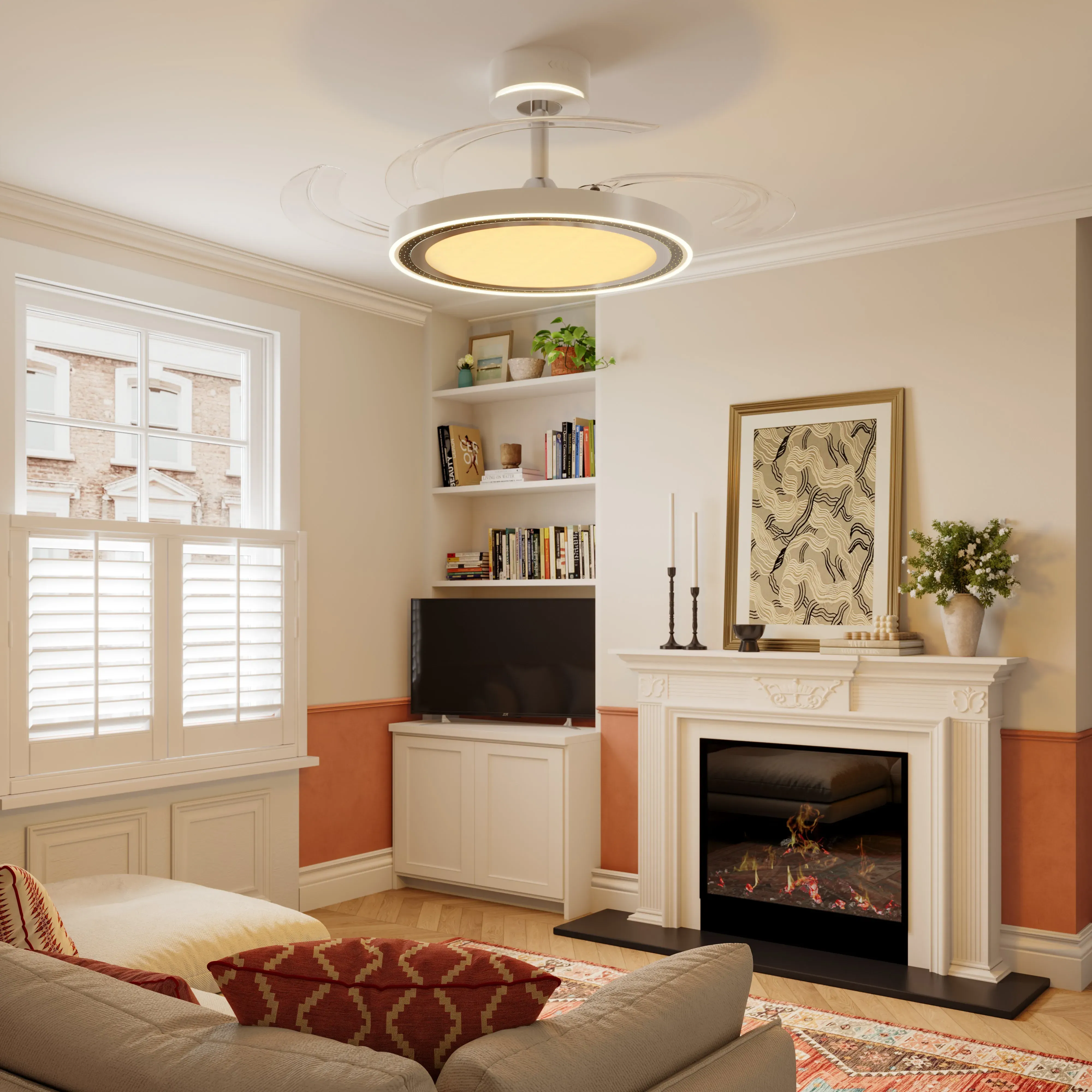 48 Inch Reversible LED Ceiling Fan with Remote - White, Aluminium product