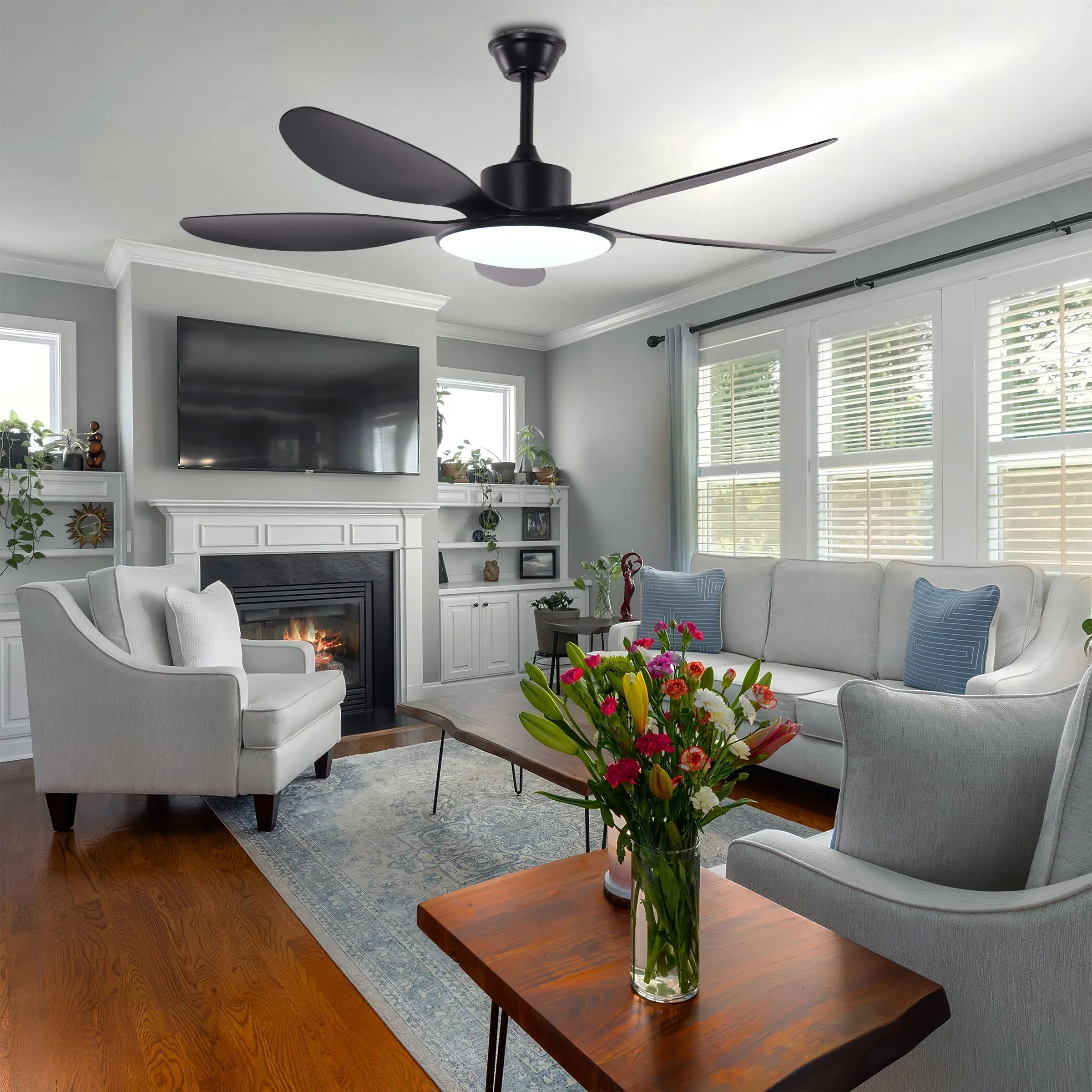 5-Blade Ceiling Fan with Light - Acrylic