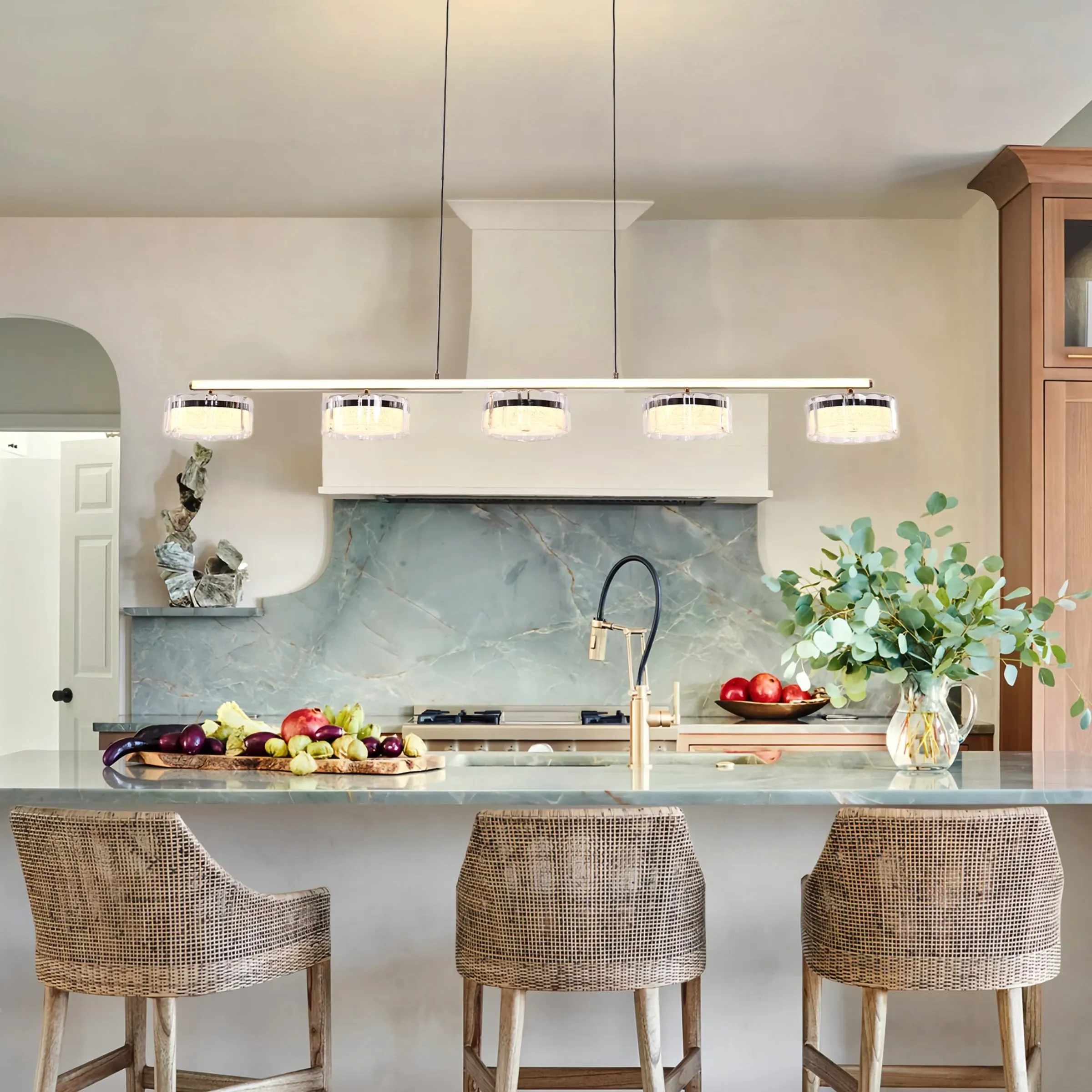 5-Light Pendant Light with Tri-Colour - Aluminum