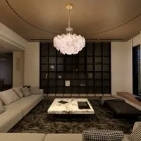 9-Light Glass Chandelier Adjustable - Champagne Gold alternate view