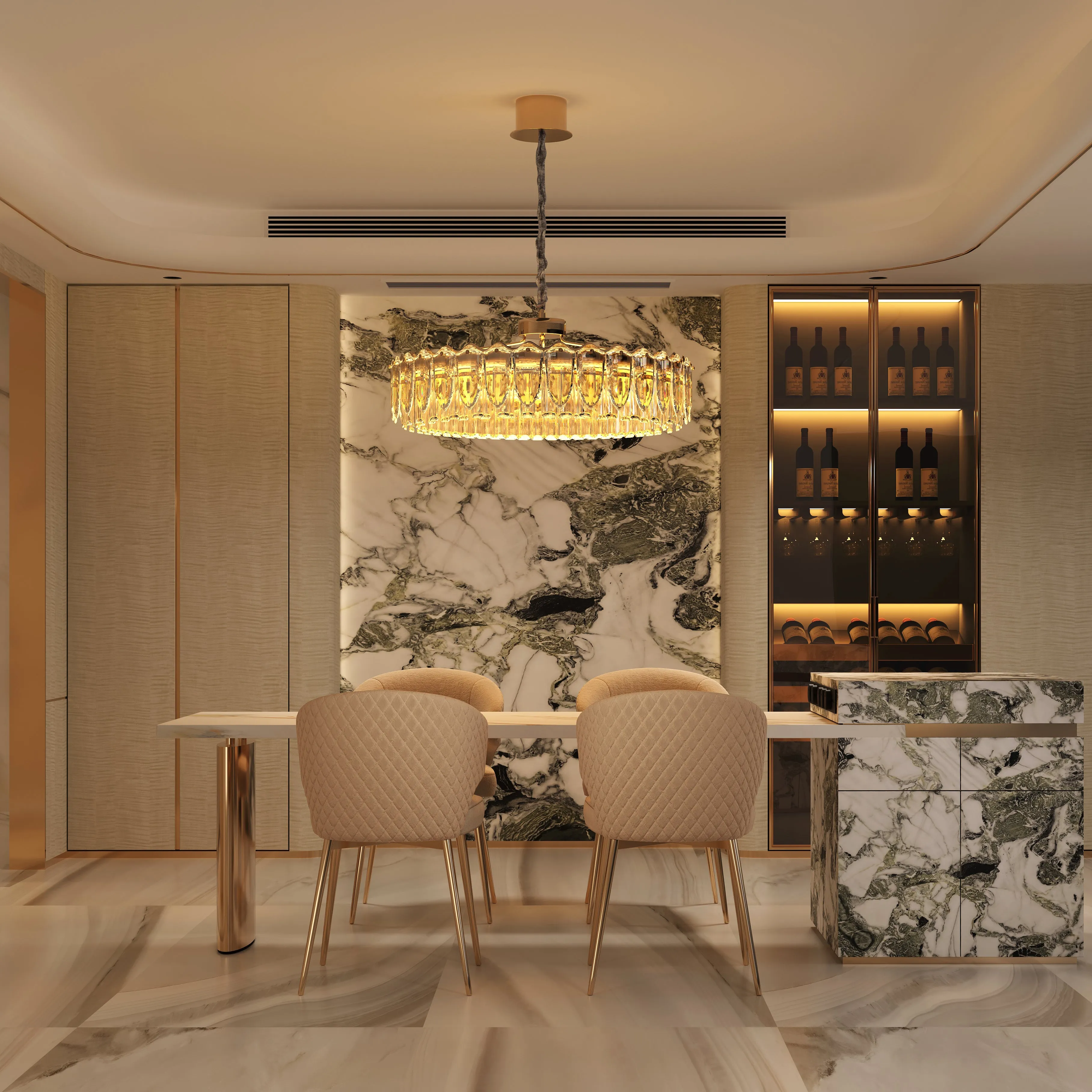 Adjustable Crystal Chandelier - Gold, Metal image