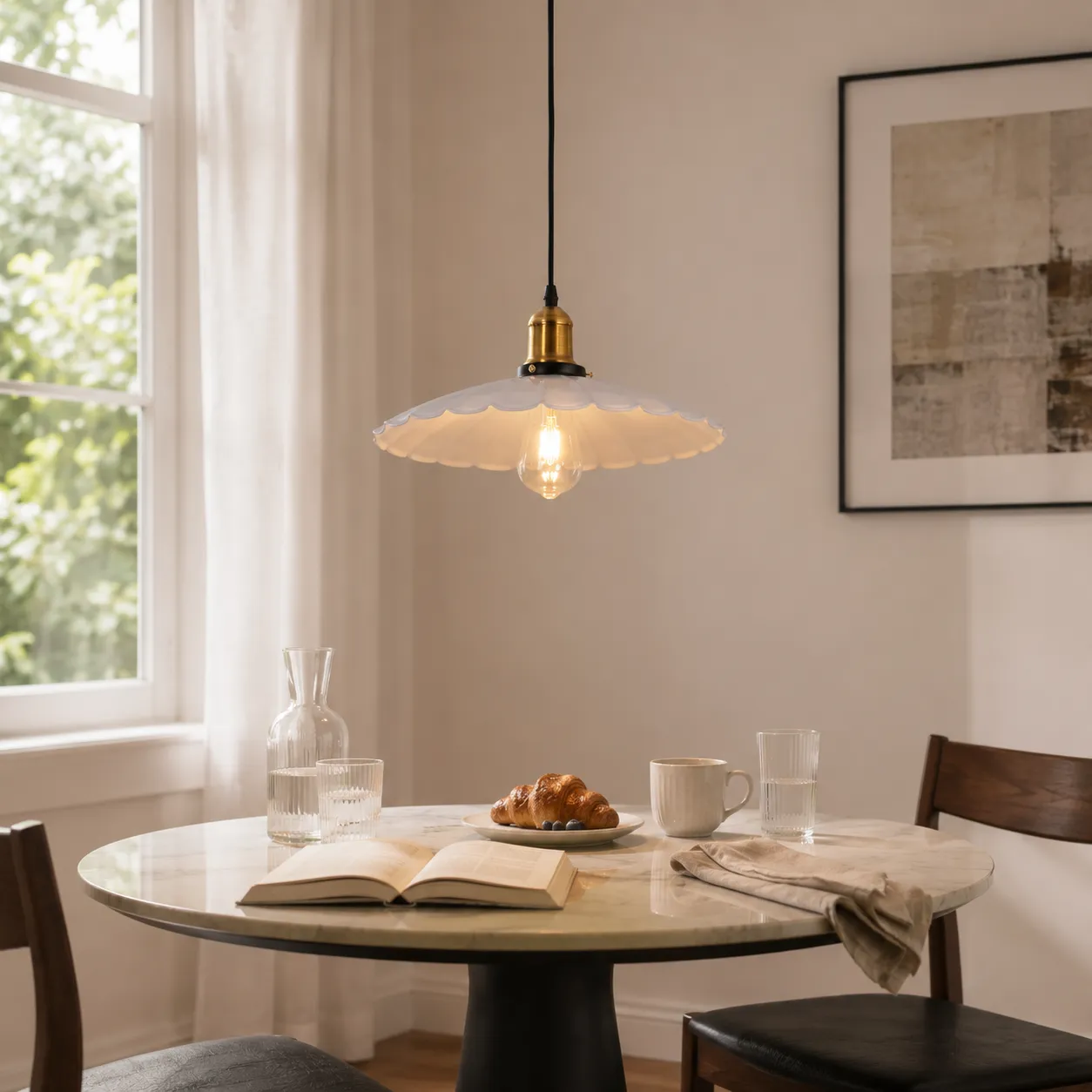 Adjustable E27 Pendant Light - White, Iron product
