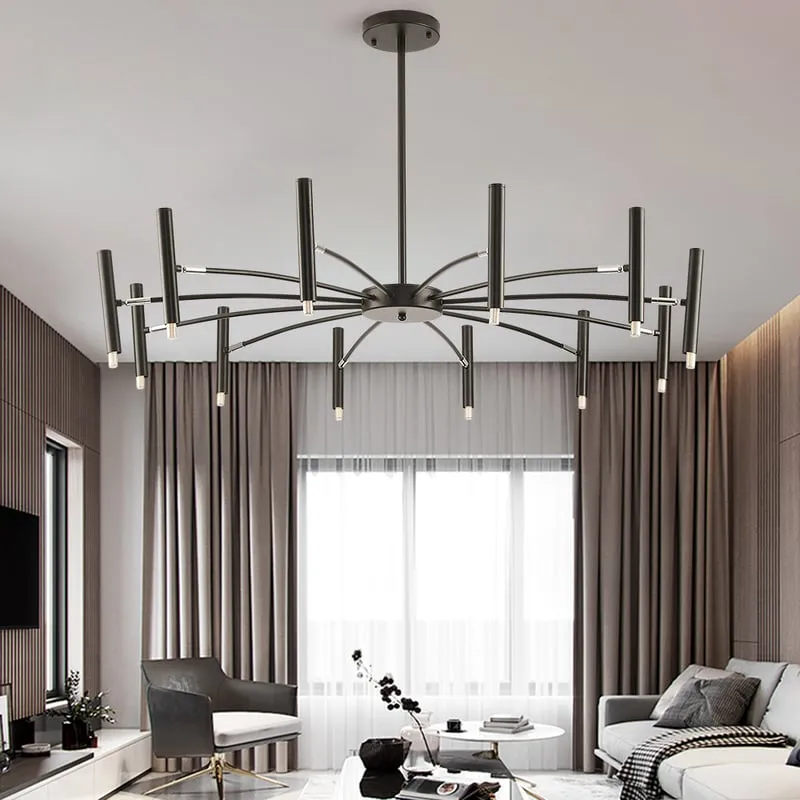 Adjustable Head LED Ceiling Chandelier - Black, Iron product