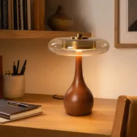 Ash Wood Glass Table Lamp - Walnut, Glass alternate view