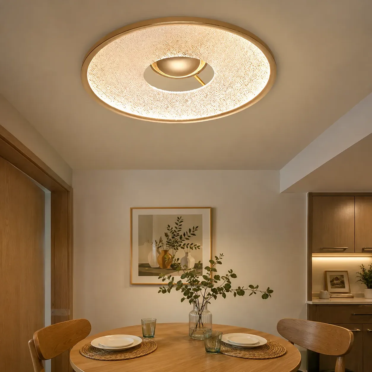 Bark Texture LED Ceiling Light - Gold, Aluminium & Acrylic product