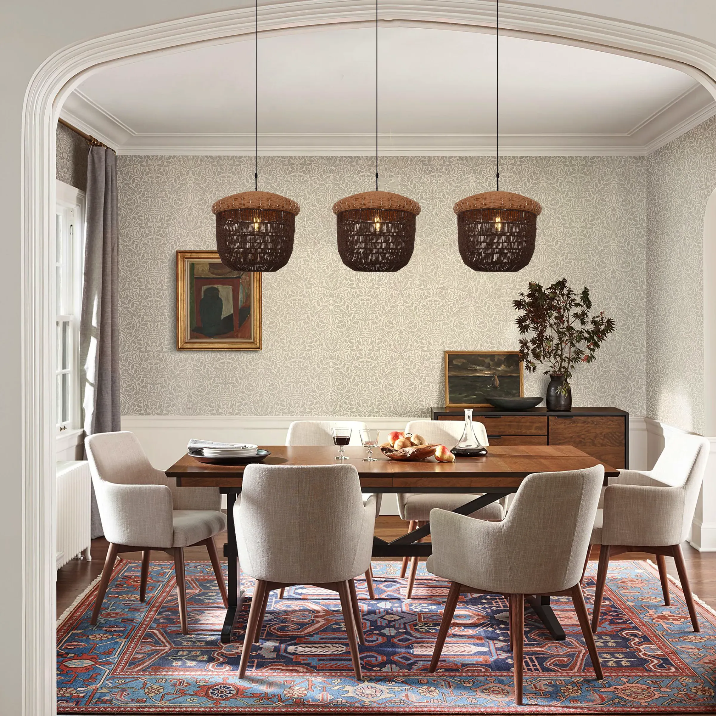 Basket Pendant Light with Adjustable Cord - Paper Rope image