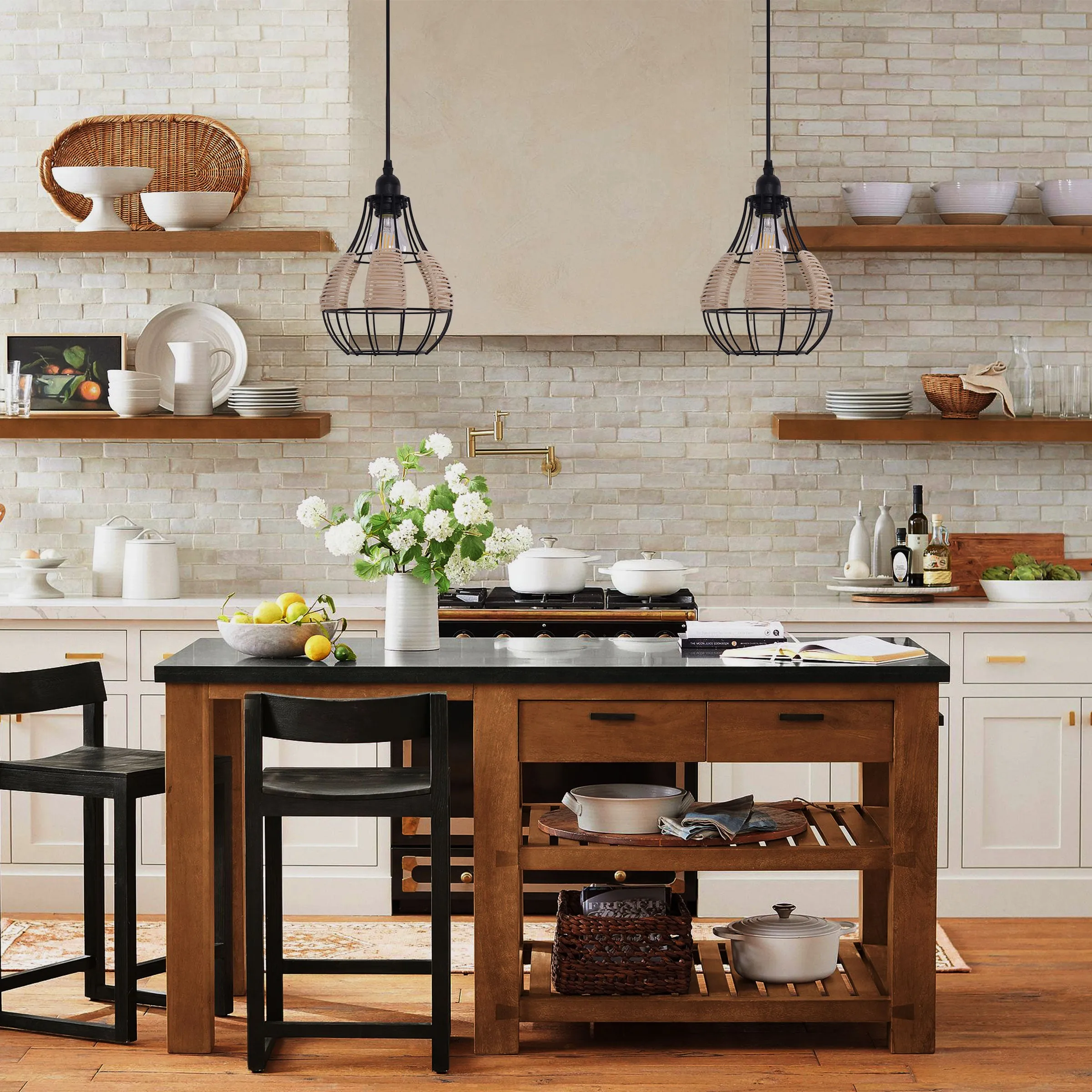 Basketweave Pendant Light - Natural, Rattan