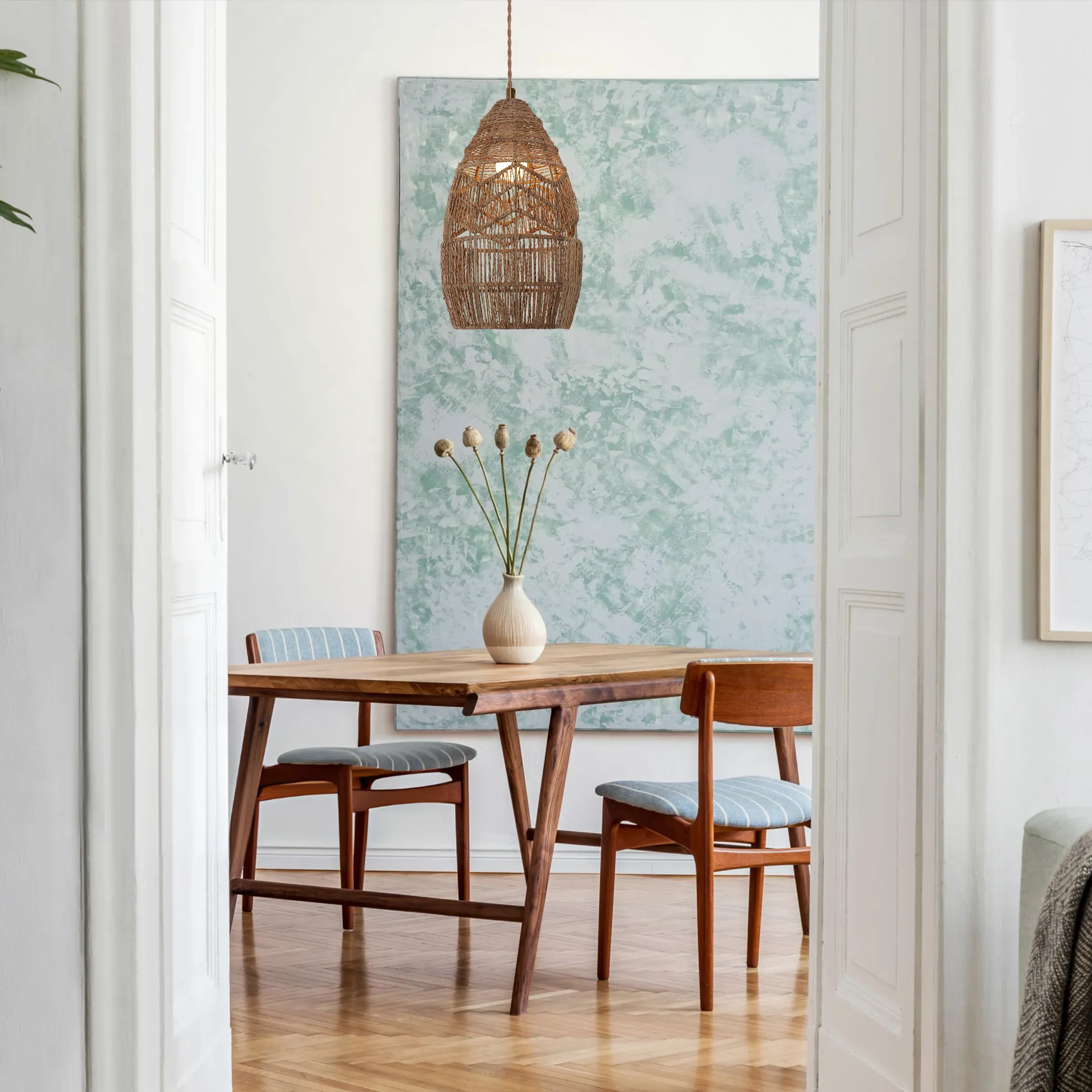 Bell Pendant Light Handwoven - Natural, Rattan