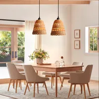 Bell-Shaped Pendant Light - Natural, Bamboo alternate view