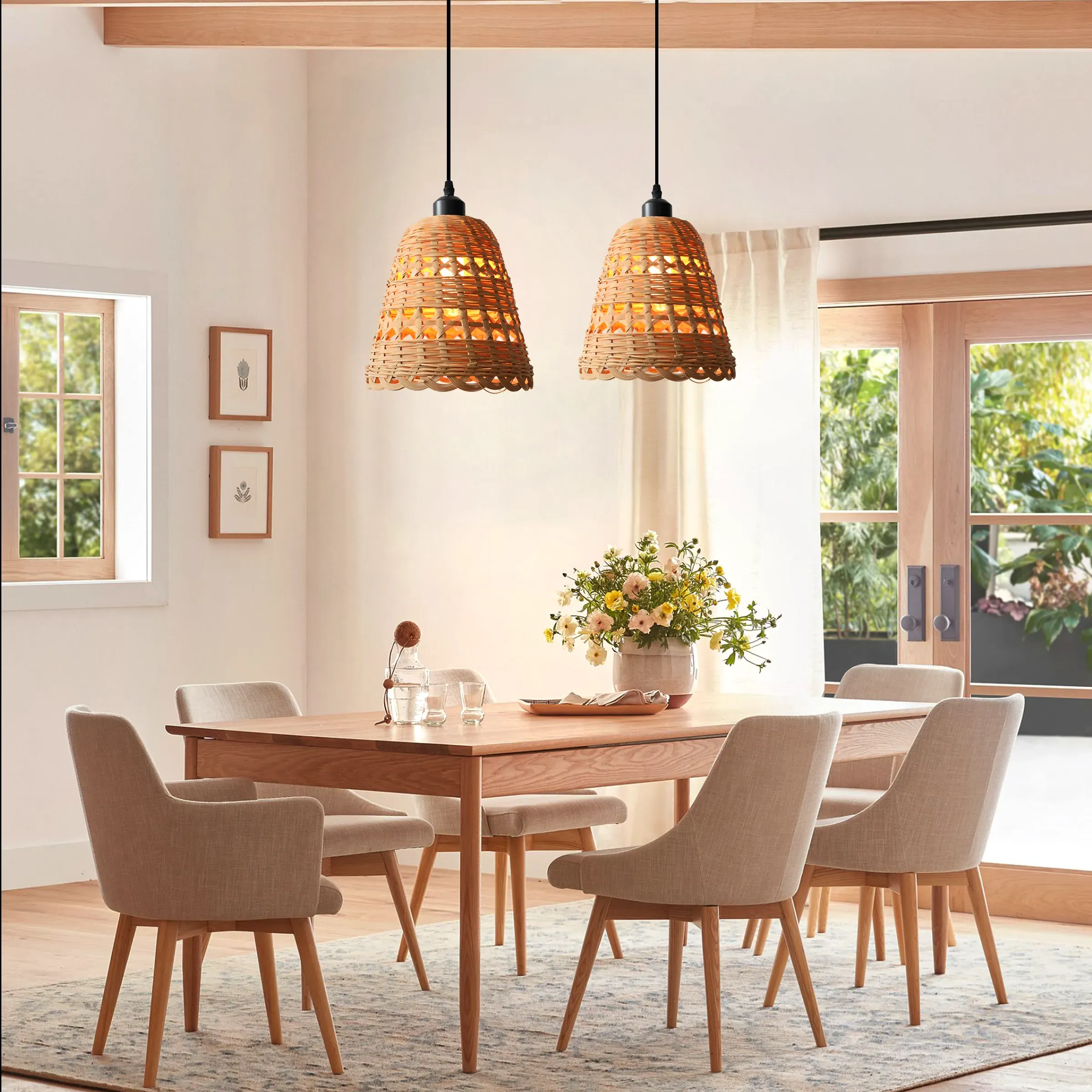 Bell-Shaped Pendant Light - Natural, Bamboo image