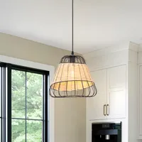 Glyph Bell-Shaped Pendant Light - Natural, Iron & Rattan alternate view
