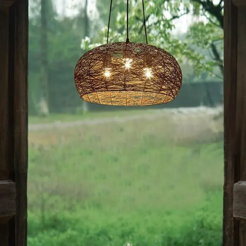 Bird's Nest Pendant Light LED - Natural, Hemp Rope image
