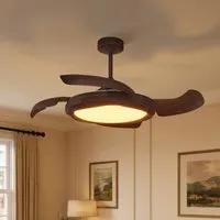 LED Ceiling Fan Light with Remote - Walnut Effect, Wrought Iron alternate view
