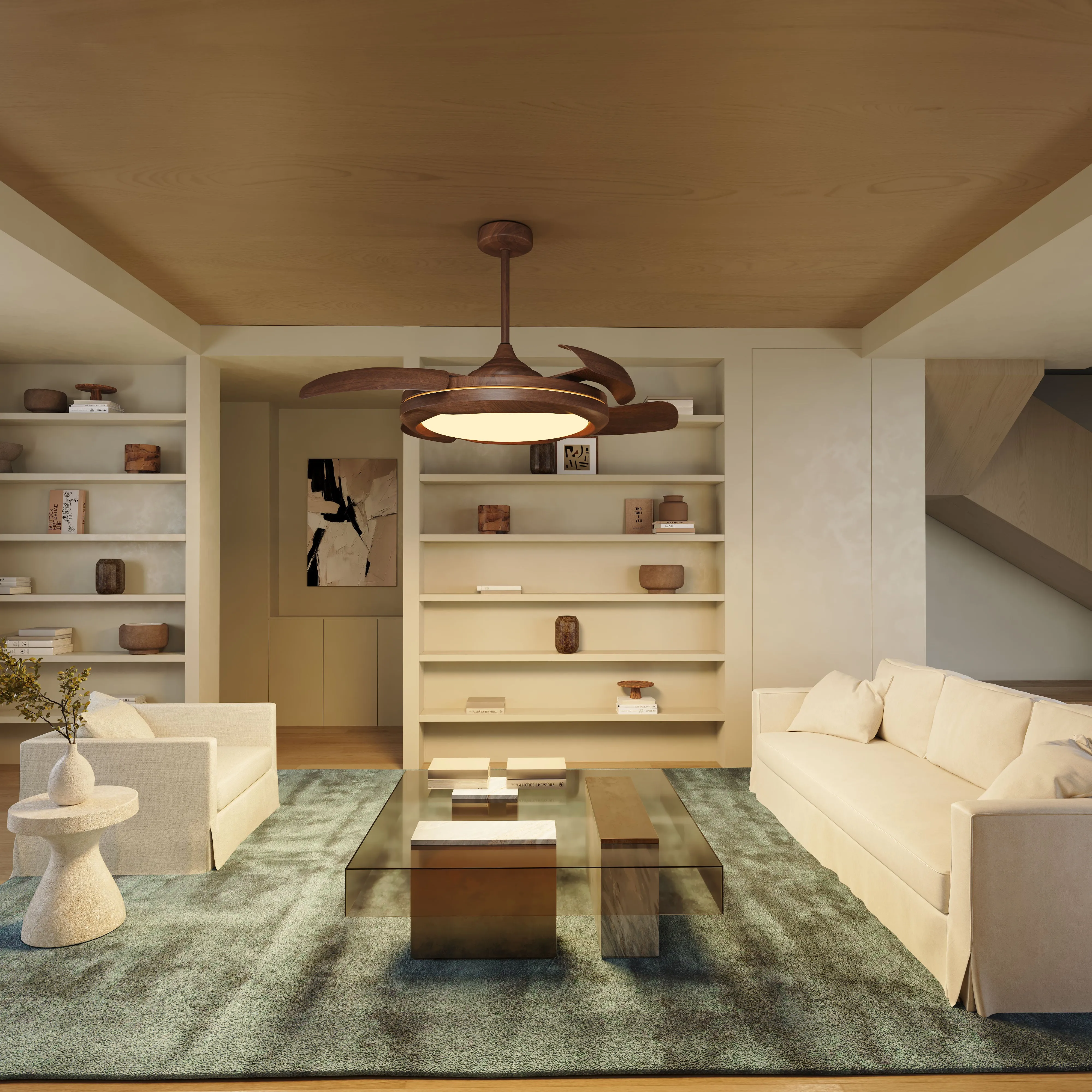 Ceiling Fan Light with Remote - Brown, Iron